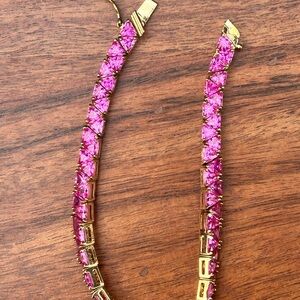 Pink Tennis Bracelet Gold Vermeil 7”